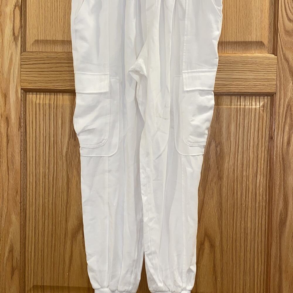 INC Womens Cargo High Rise Jogger Pants Ivory - Picture 2 of 8